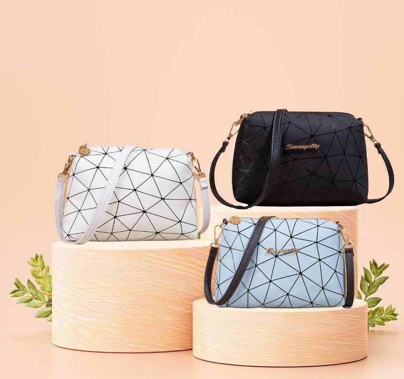 Fargo Grey, Black, White Women Sling Bag  (Pack of 3)