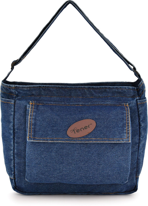 TENER Blue Shoulder Bag 15 L Denim Crossbody Tote – Multi‑Pocket, Laptop‑Compatible, Enzyme‑Wash Denim