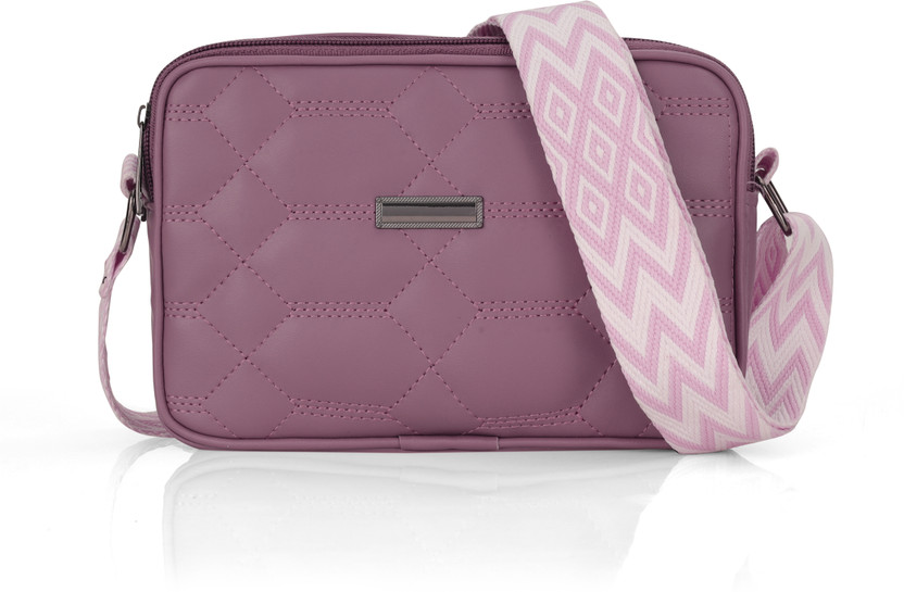 JI ACCESSORIES Purple Shoulder Bag Crossbody Bag with Adjustable Patterned Strap – Trendy Shoulder Sling Bag