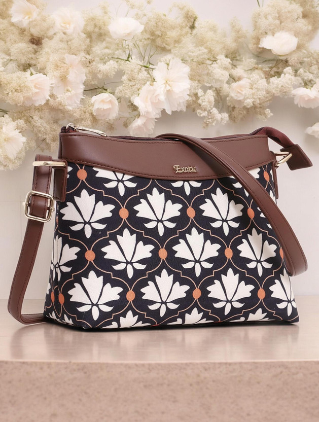 Exotic White, Black Sling Bag Glen Plaid Sling Bag