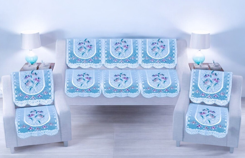 WONDERLAND Polycotton 3+1+1 Seater Sofa Floral Cover(Pack of 10 Multicolor)