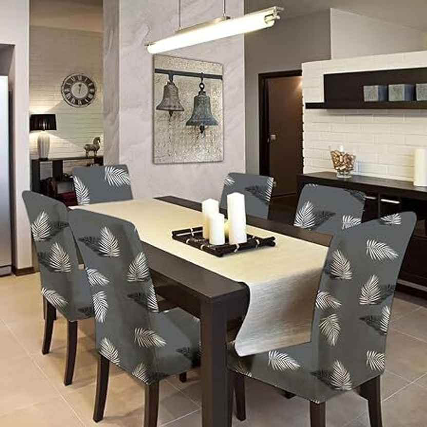 ADstore Polycotton 1 Seater Chair Geometric Cover(Pack of 6 Grey)