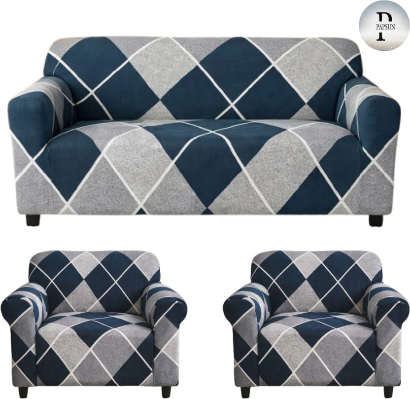 papsun Polyester 3+1+1 Seater Sofa Printed Cover(Pack of 3 multi)