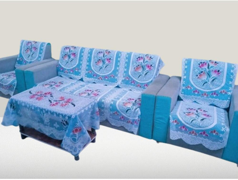 WONDERLAND Cotton 3+1+1 Seater Sofa Floral Cover(Pack of 10 Multicolor)