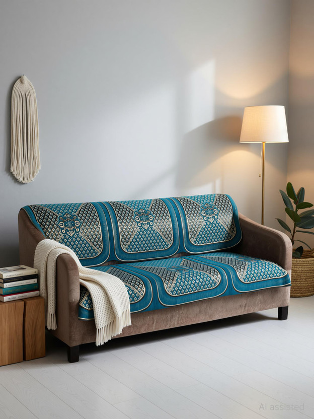 Nendle Nendle Jacquard 3 Seater Sofa Floral Cover(Pack of 2 Blue) - Flipkart Deal