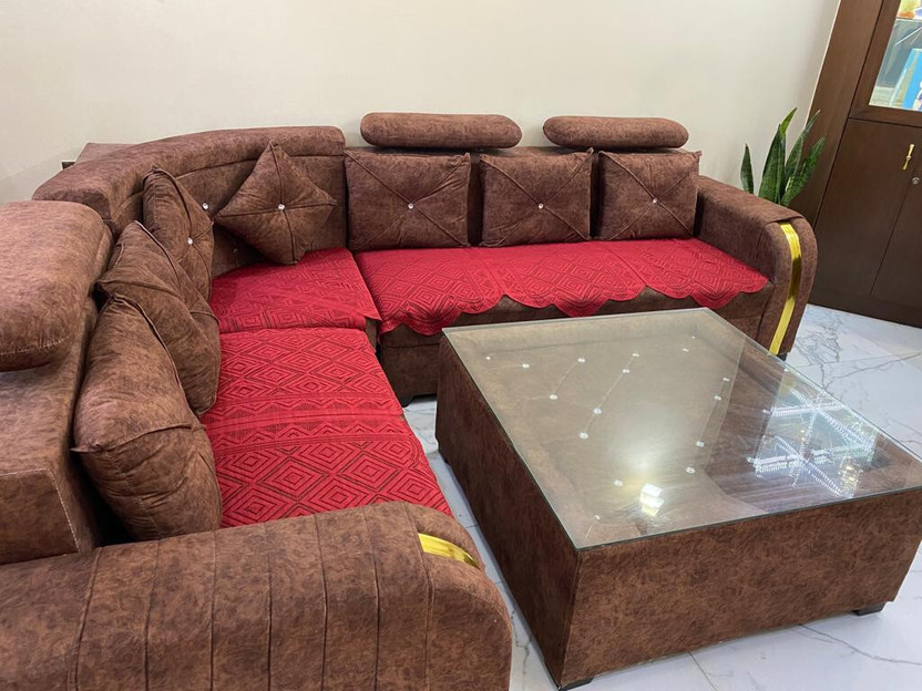 HUB OF DECOR Polyester 3 Seater Sofa Geometric Cover(Pack of 1 MAROON)