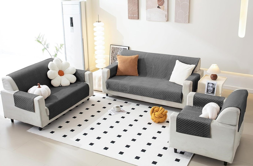 Fashion Fashion Throw Velvet 3 Seater Sofa Checkered Cover(Pack of 3 Dark Grey) - Flipkart Deal
