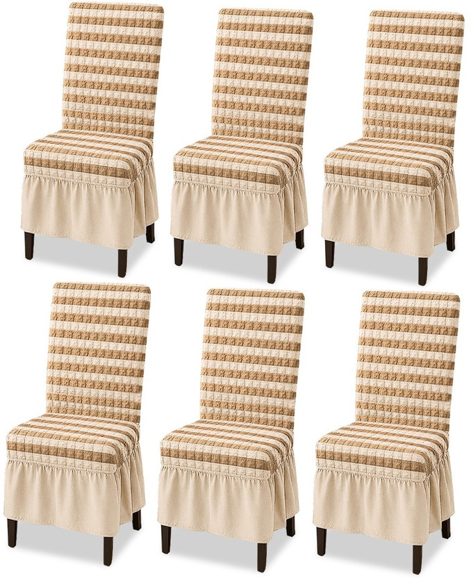Flipkart Flipkart SmartBuy Polyester 6 Seater Chair Plain Cover(Pack of 6 White Stripes) - Flipkart Deal
