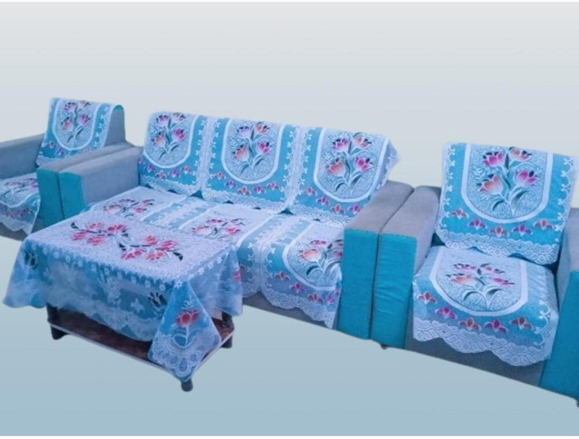 WONDERLAND Cotton 3+1+1 Seater Sofa Floral Cover(Pack of 10 Multicolor)