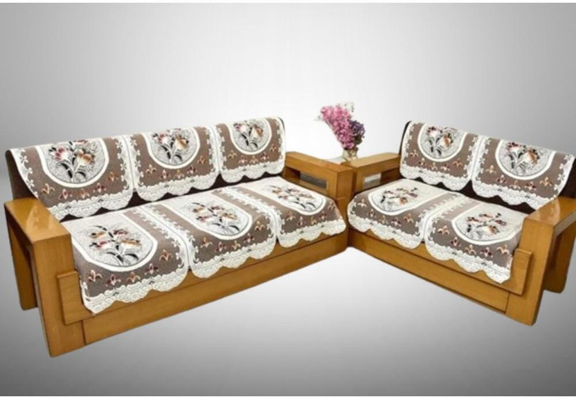 WONDERLAND Cotton 3+1+1 Seater Sofa Floral Cover(Pack of 10 Multicolor)