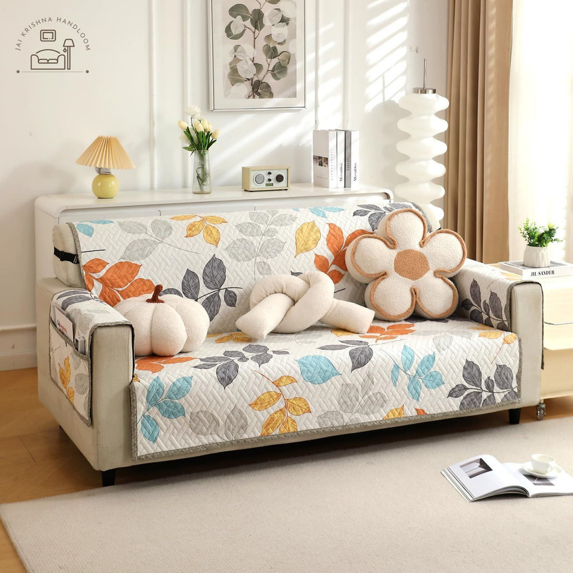 Jai krishna Polycotton 3 Seater Sofa Floral Cover(Pack of 1 Multicolor)