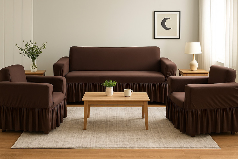 Flipkart Flipkart SmartBuy Polyester 3+1+1 Seater Sofa Abstract Cover(Pack of 3 CHOCOLATE BROWN) - Flipkart Deal