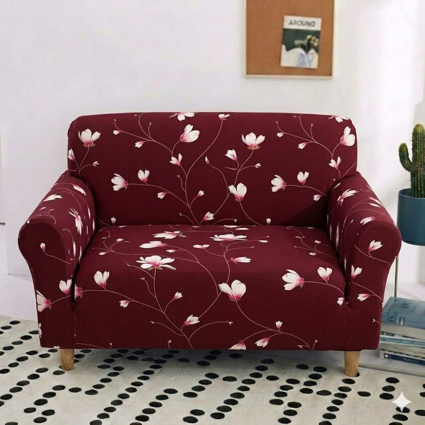 HANUMANHANDI Polyester 2 Seater Sofa Floral Cover(Pack of 1 NA)