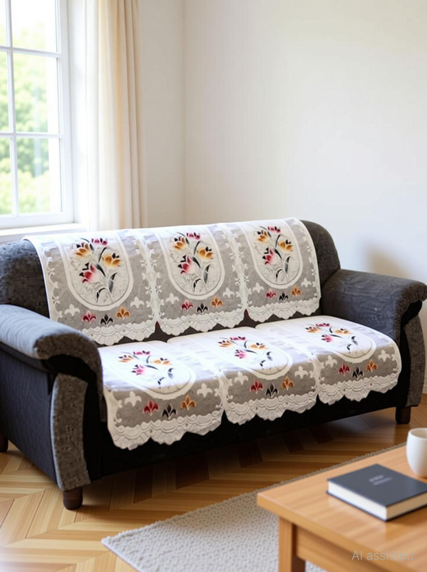croox Cotton 3+1+1 Seater Sofa Abstract Cover(Pack of 10 Multicolor)