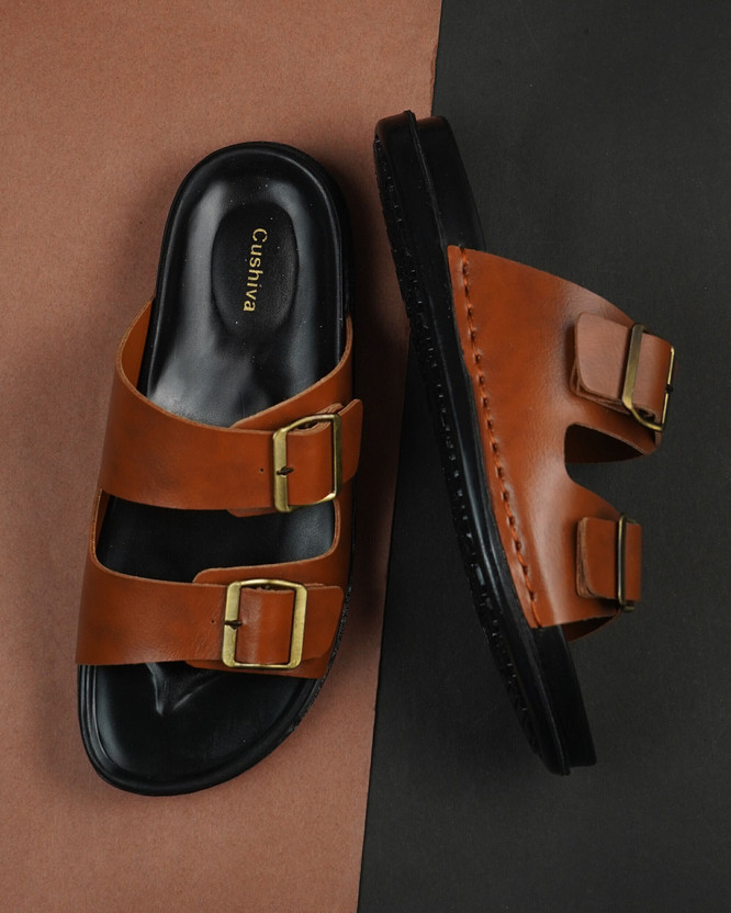 Cushiva Men Slippers(Brown , 7)