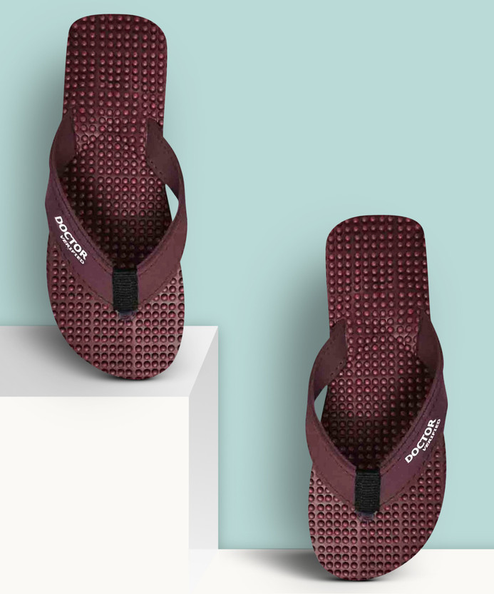 Doctor Verified Women Flip Flops(Maroon , 6)