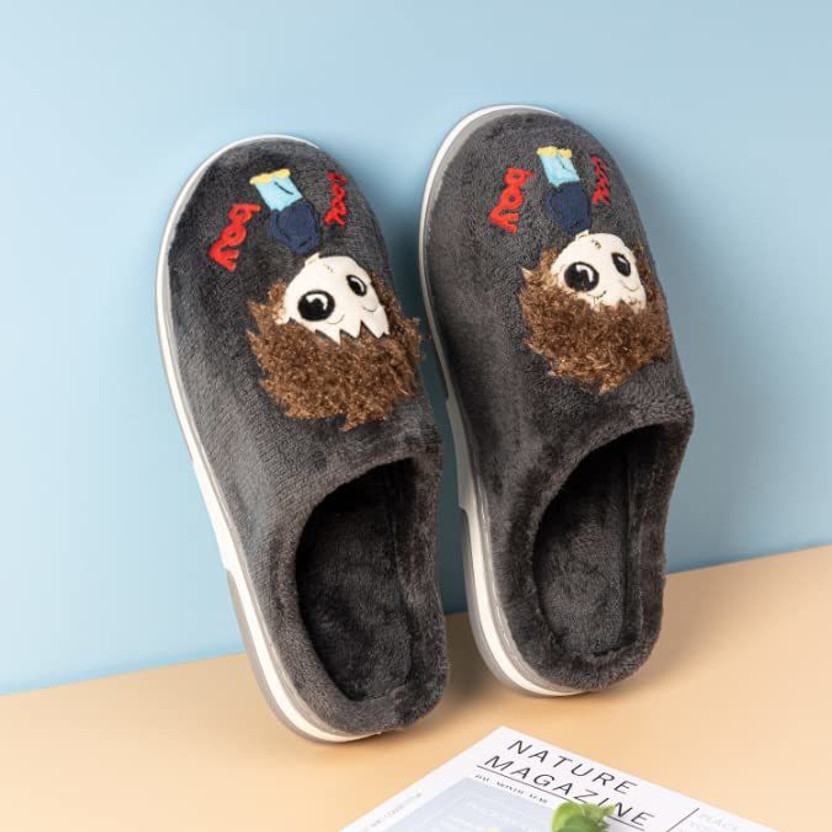 Open Toe Non Slip Dark Grey Slippers 