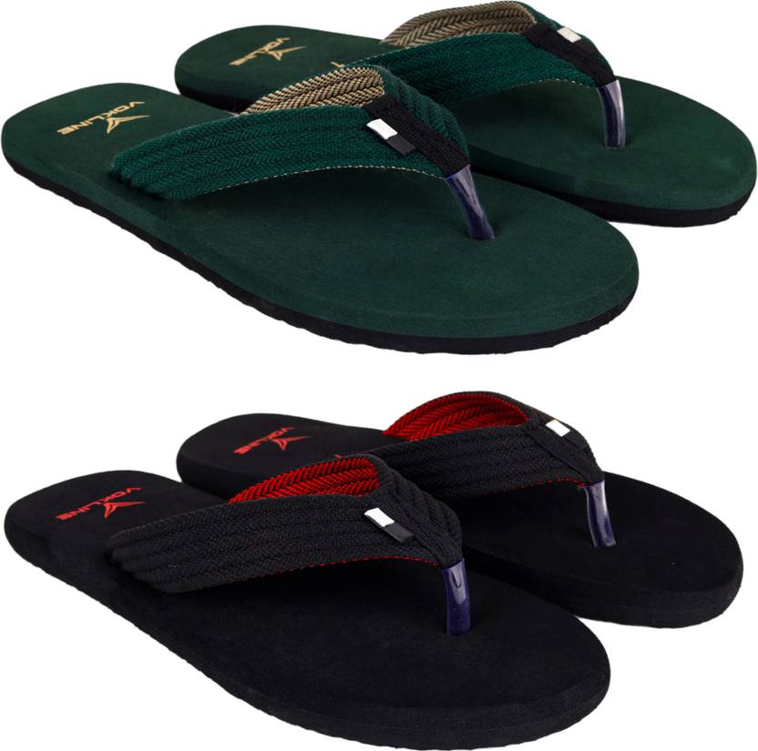 [Sizes ] EVOK Mens Comfortable Trending And Stylish Multicolor Embozing Flipflop (Pack Of 2) Slippers  (Multicolor 7)