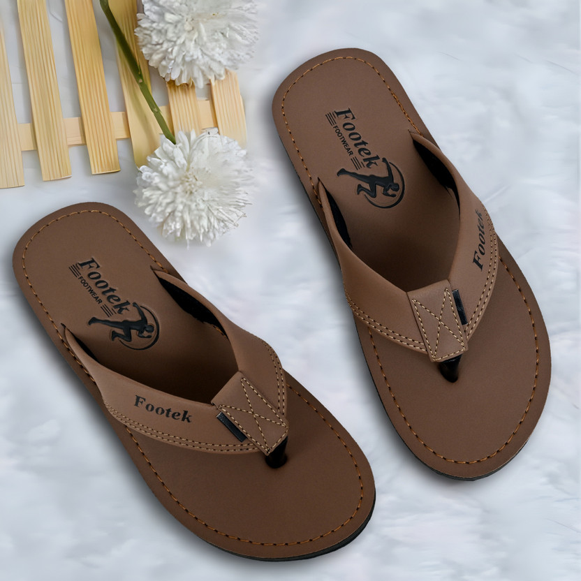 Footek Men Flip Flops(Brown , 9)