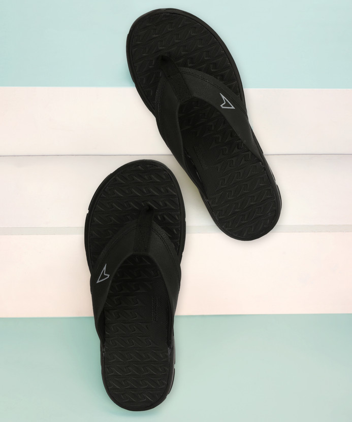 POWER Men Flip Flops(Black , 7)