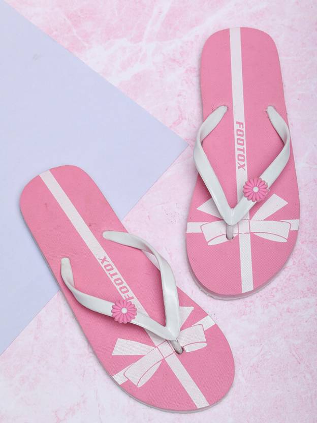 [Sizes 5, 6, 8] Footox Slippers  (Pink, White 6)