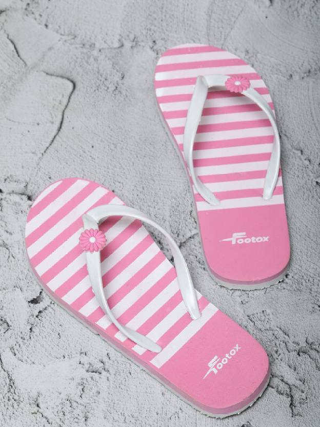 Footox Slippers  (Pink, White 8)