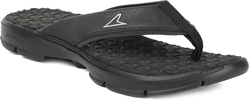 POWER Men Flip Flops(Black , 7)