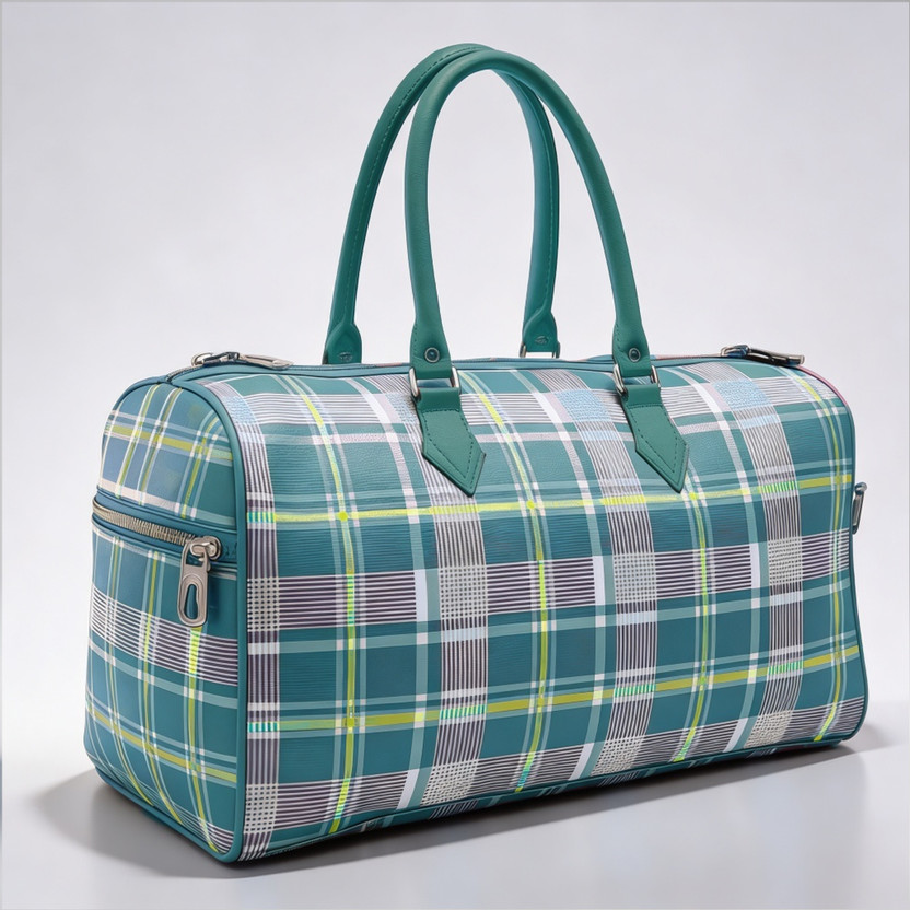SARGAM ENTERPRISE Teal Checked Travel Duffle Bag for Women & Men | 42cm Weekender Luggage Small Travel Bag  - small(Blue)