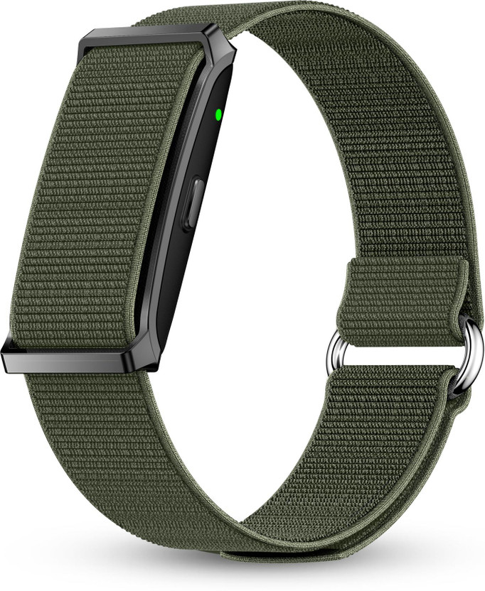 Pebble Qore Fitness Band 45-Day Battery,100+ Sports Modes & Health Suite,Remote Camera(Green Strap, Size : Free Size)