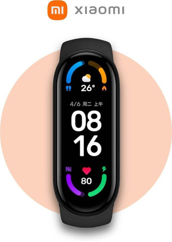 Mi Smart Band 6 - India No.1 Fitness Smart Band(Black Drift Strap, Size : Regular)