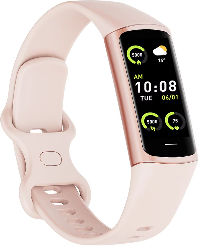 Cubonic C68 Activity Tracker 1.1''AMOLED Screen Fitness Watches with Heart Rate(Rose Pink Strap, Size : Medium)