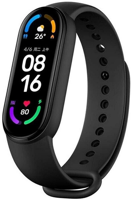 Mi Smart Band 6 Large AMOLED Display , India's No.1 Fitness Band(Black Strap, Size : Regular)