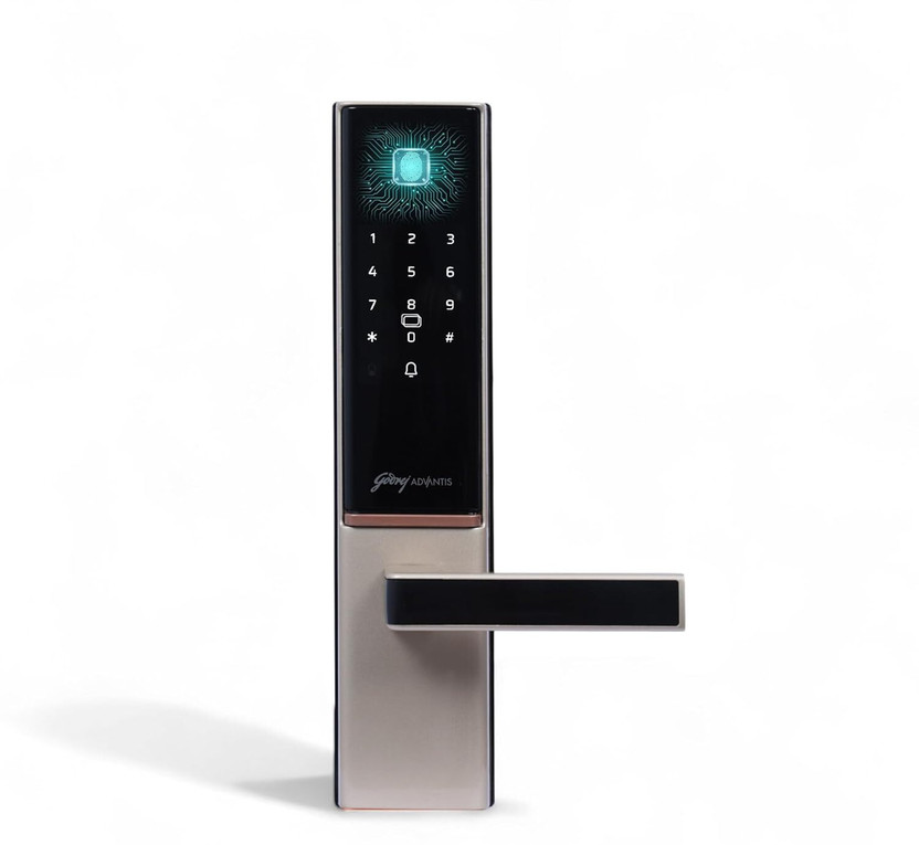 Godrej Locks Digital Lock I Advantis GSL D1 Lock for Main Door I7 Access Mode I Fingerprint I RFID I PIN Code I NFC I Bluetooth I Mechanical Key I Wi-Fi I VDP Compatible I Vegas Gold Finish|3Yrs Warranty Smart Door Lock(Grey)