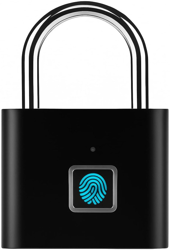 AERYS Smart Lock Fingerprint Biometric Padlock, Keyless &Password-Free Access, Stores 20 Fingerprint, Waterproof Metal Smart Door Lock(Black)