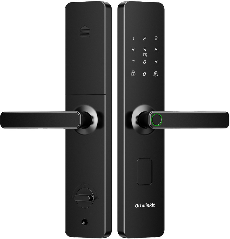 Ottolinkit Smart DoorLock 7Way Unlocking TuyaApp Wifi Fingerprint DigitalPassword Rfid Lock Smart Door Lock(Black)