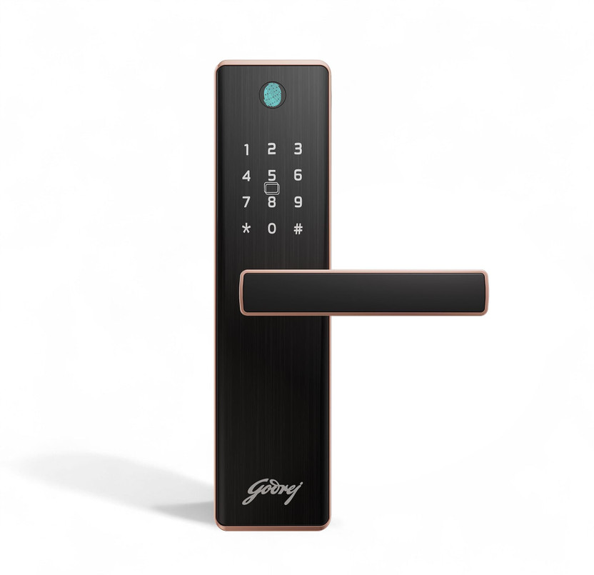 Godrej Godrej Locks New Launch' Smart Lock | Neo Prime Digital Lock For Wooden Door | Fingerprint, PIN, RFID Card & Mechanical Key | 4 in 1 Access |3 years warranty(Rose Gold) Smart Door Lock(Mullti Color) - Flipkart Deal