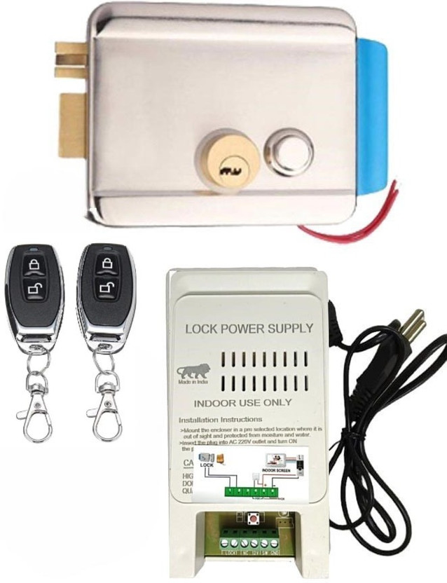 Aayansh Collection Metal Door Lock with WiFi Controller and 2 Black Remotes Smart Door Lock(White)