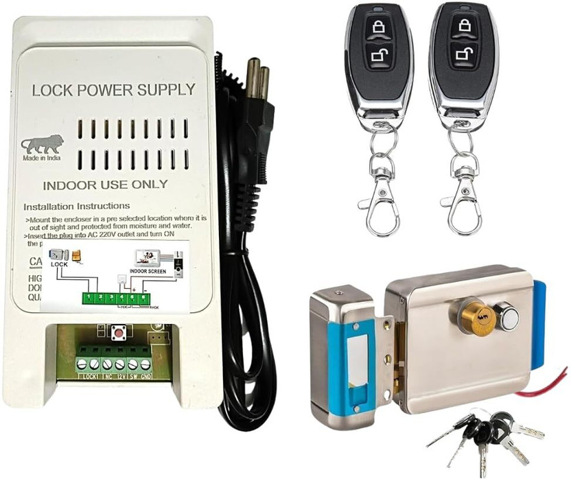 Aayansh Collection Metal Door Lock with WiFi Controller and 2 Black Remotes Smart Door Lock(White)