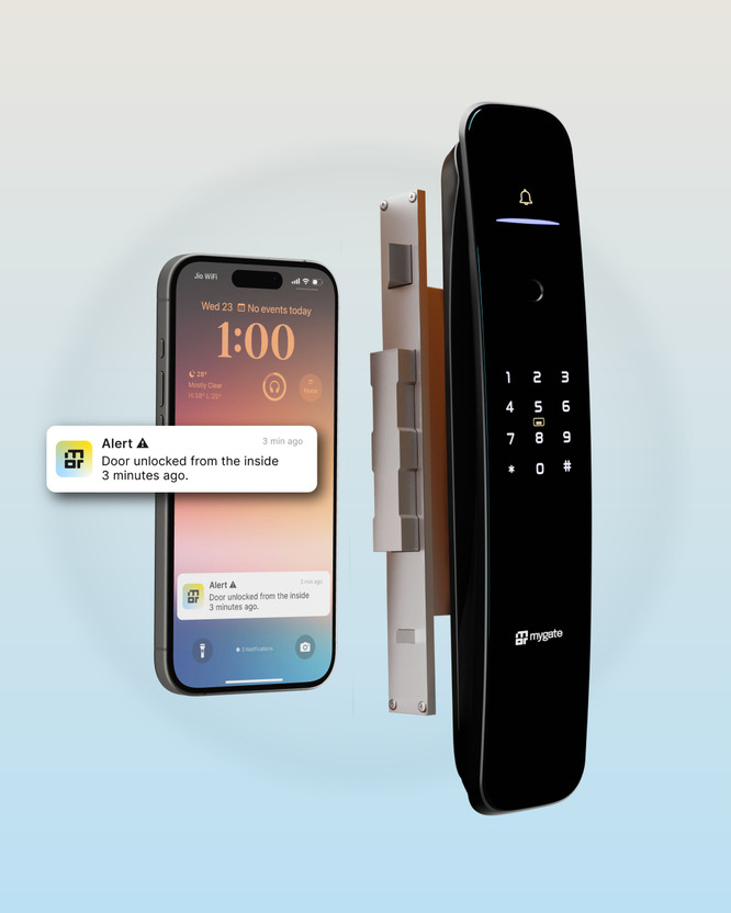 Mygate Lock Pro 2 with WiFi | 6-Ways to Unlock | 3-Year Warranty Smart Door Lock(Black)
