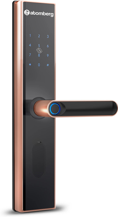 Atomberg SL1|6 Ways Unlocking |Fingerprint 5 SS Bolt | Free Installation Smart Door Lock(Black, Brown)