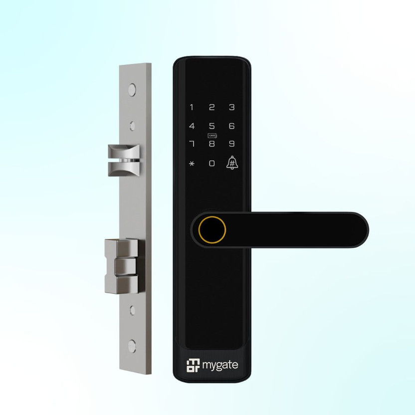 Mygate SE: 6 Ways to Unlock - App, PIN, RFID, Key, OTP & Fingerprint | 3-Year Warranty Smart Door Lock(Black)