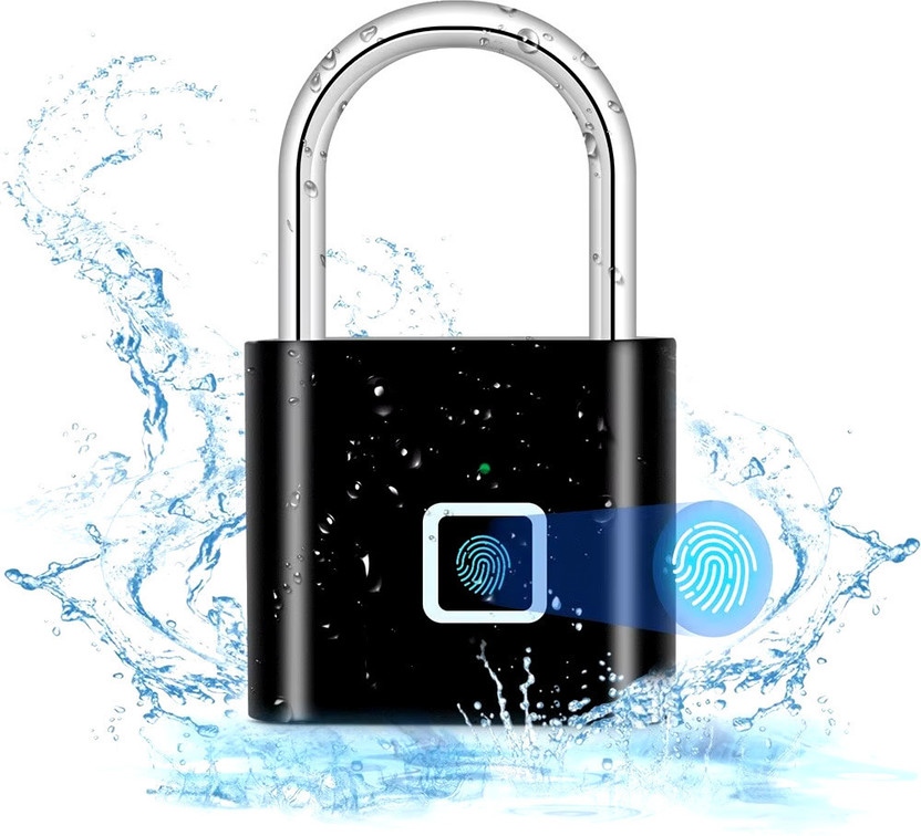 Dwiza Enterprise Keyless Rechargeable Fingerprint Padlock Rechargeable Keyless Anti-theft Security Smart Door Lock(Black)