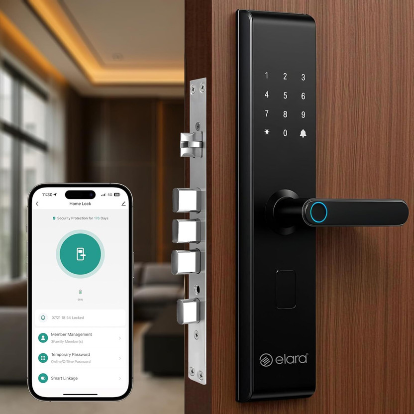 Elara Echo Lite WIFI Smart Door Lock(Black)