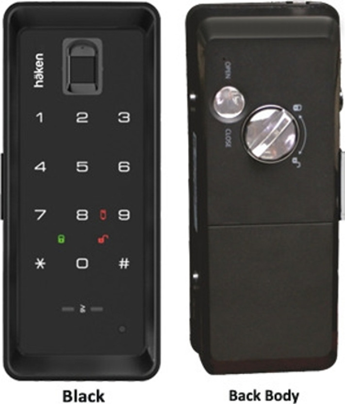 Haken Haken HDL-R32N Digital Door Lock for Wooden Door | 2-Way Access – Fingerprint & PIN Password | Smart Touch Keypad | Slim Design | Black Smart Door Lock(Black)