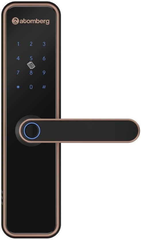 Atomberg Azhero|6 Ways Unlocking,Fingerprint,2 SS Bolt/Free Installation Smart Door Lock(Black)
