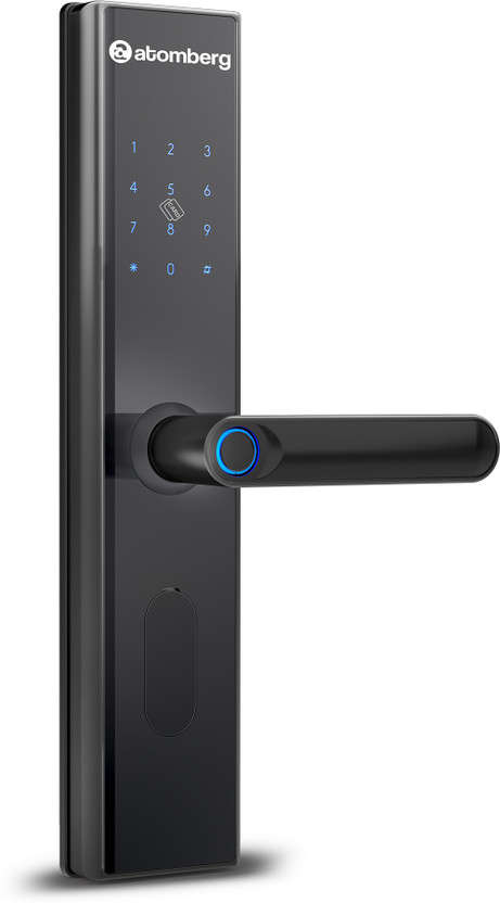 Atomberg SL1|6 Ways Unlocking |Fingerprint 5 SS Bolt | Free Installation Smart Door Lock(Black)