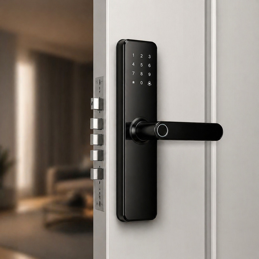 VISILICON Smart Door Lock with Fingerprint | 6-Way Unlocking | Digital Lock Black Smart Door Lock(Black)