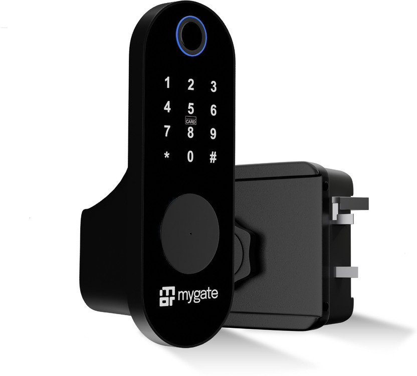 Mygate Lock Edge |6-in-1 Unlock– Fingerprint, PIN, RFID, App, OTP & Key |2-Year Warranty Smart Door Lock(Black)