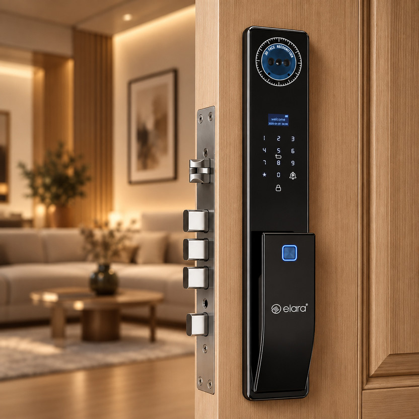 Elara Elara APEX PRO 2026 – Segment's First Waterproof Smart Lock | 9-in-1 Access Control with Palm Recognition, Face Unlock, Fingerprint, PIN & App | 2-Year Warranty Smart Door Lock(Black)