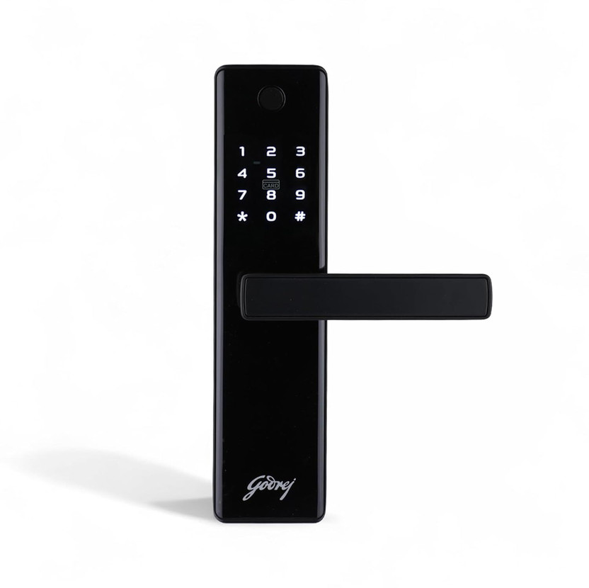 Godrej Locks Digital Lock | Catus Advantage | Smart Lock for Wooden Door | 4 in 1 Access | Fingerprint | RFID | PIN Access | Mechanical Key | Matte Black Finish I 3 Year Warranty Smart Door Lock(Black)